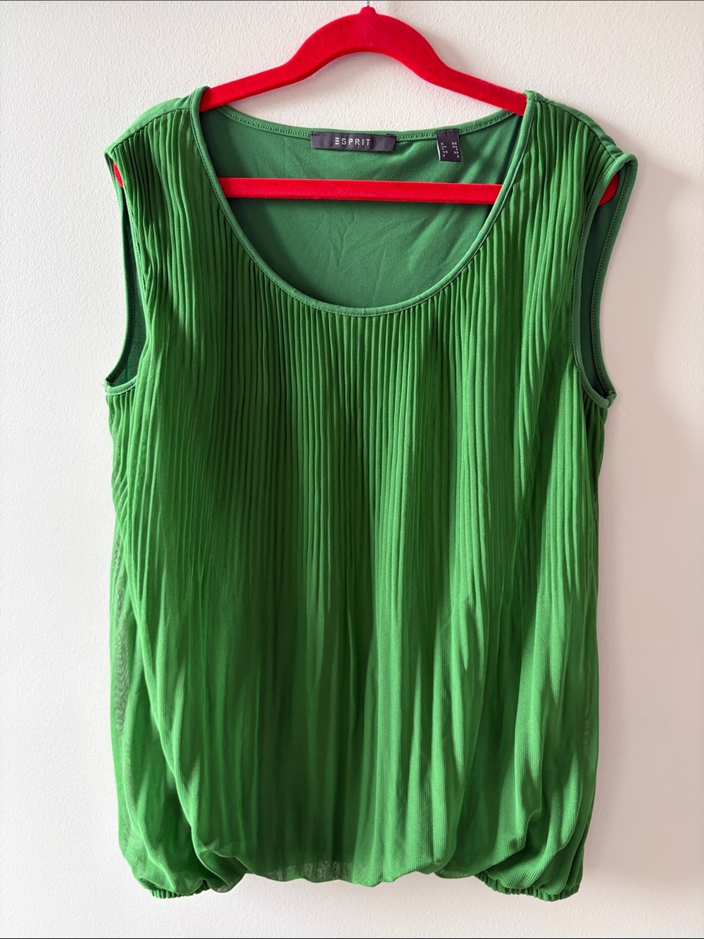 Esprit Bright Green Pleated Sleeveless Tank Top